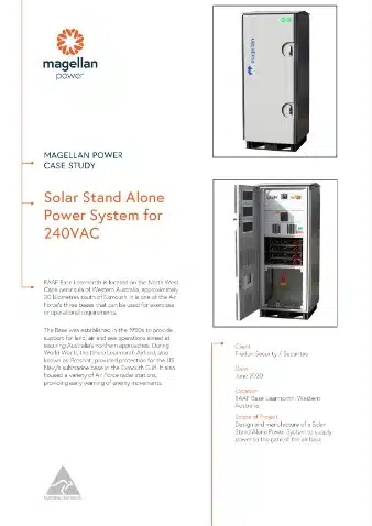 Solar Stand Alone Power System for 240VAC
